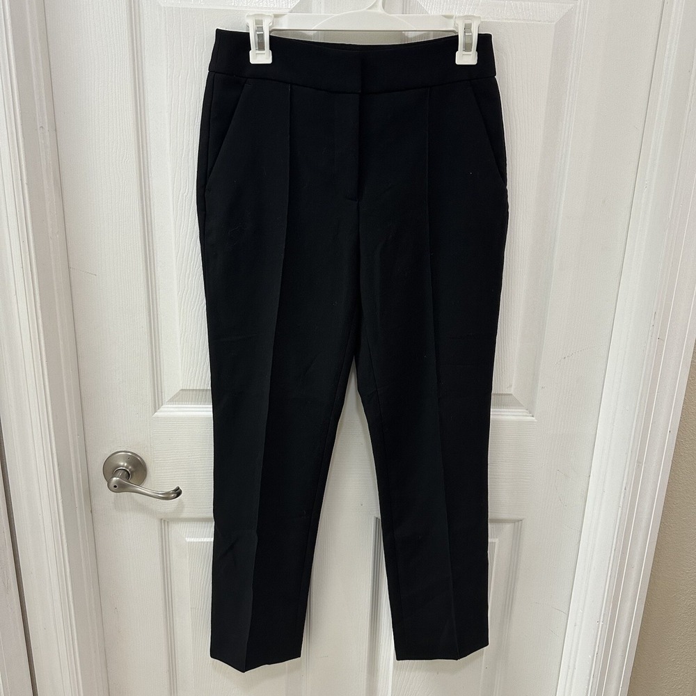 Veronica Beard Black Dress Pants Flat Front, Hook & Zip Closure, Size 4